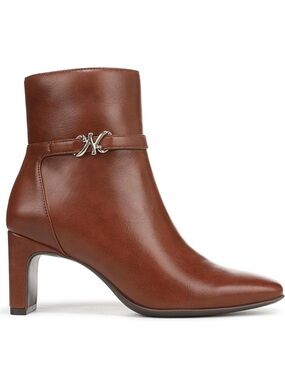 Naturalizer Elegant Brown Leather Ankle Boots with Metal Accent - Women size 12